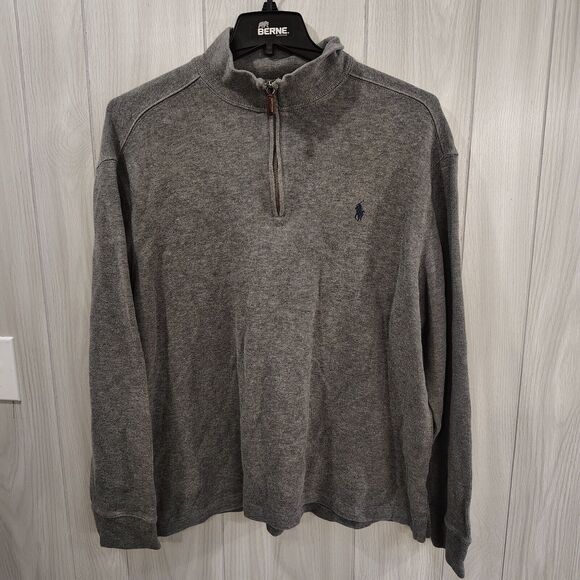 Polo By Ralph Lauren Mens 1/4 Zip Mock Neck Sweater Pullover Size XL Gray - Picture 1 of 8